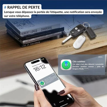 Rappel de perte pour vos objets avec traceur Bluetooth. Recevez des notifications sur votre téléphone lorsque vos clés ou autres affaires dépassent la portée définie. DerniÚre position connue indiquée pour une localisation rapide et efficace.
